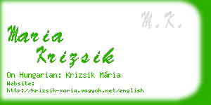 maria krizsik business card