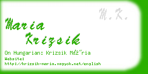 maria krizsik business card